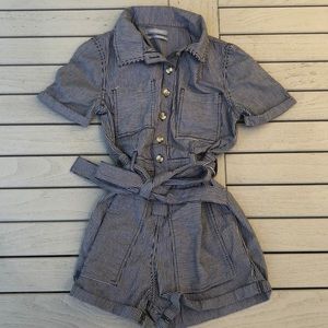 Urban Outfitters Navy and White Striped Romper